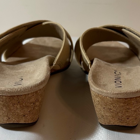Vionic Leather Slide Sandals in Beige - Picture 3 of 4